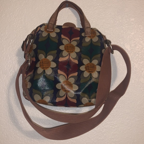 FOSSIL Key-Per Floral Multicolor Coated Canvas & Leather Tote Crossbody - Picture 2 of 13
